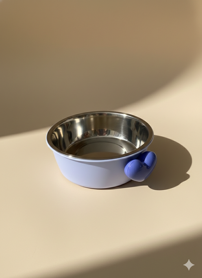 Plato con Bowl de Acero Inoxidable – Diseño Corazón Celeste
