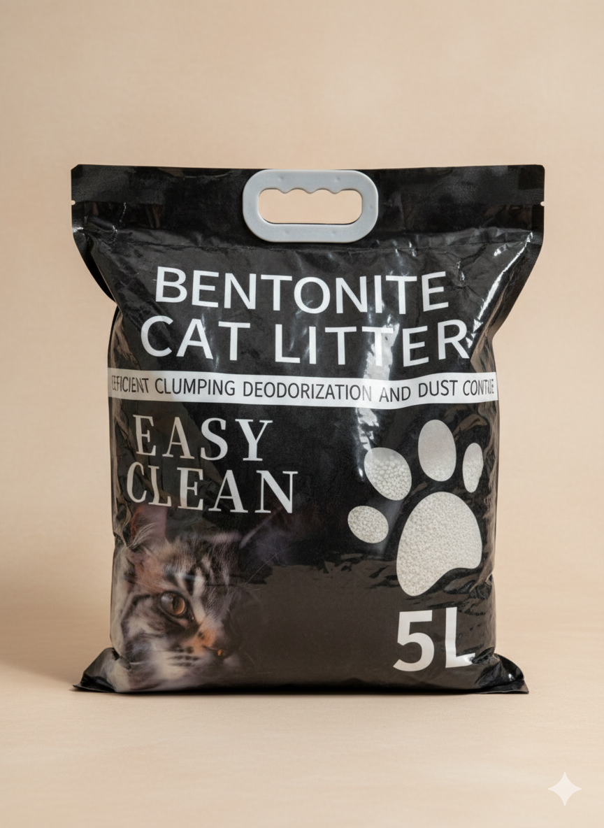 Arena Sanitaria de Bentonita para Gatos – Limpieza fácil y control de olores
